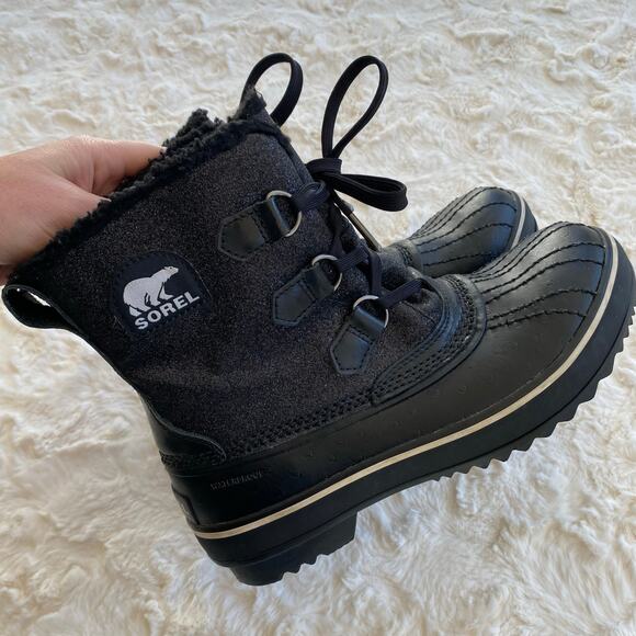 Sorel Women's Black Glitter Tivoli Winter Boots Size 7 Waterproof Lace Up Fur - Picture 7 of 13